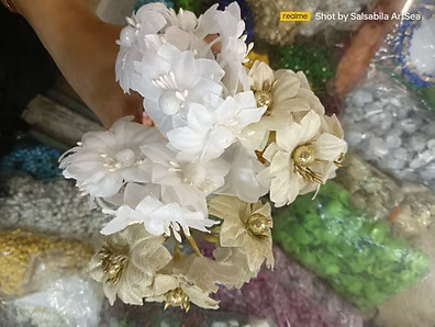 Glitter ball flowers bunch pack of 5 for gift hamper and trousseau decoration available in 2 colours