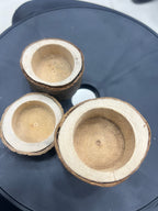 Tree stump wooden candle holder ,tea light holder (full set of 3)