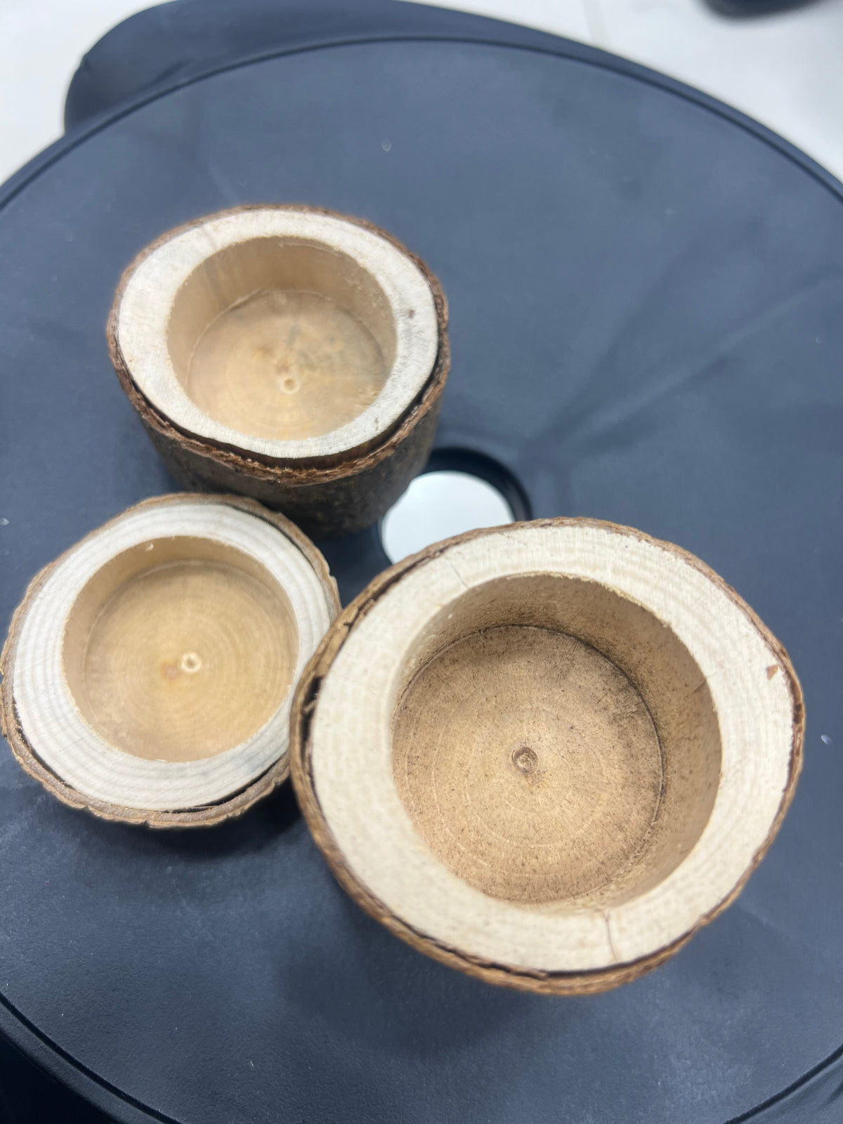 Tree stump wooden candle holder ,tea light holder (full set of 3)