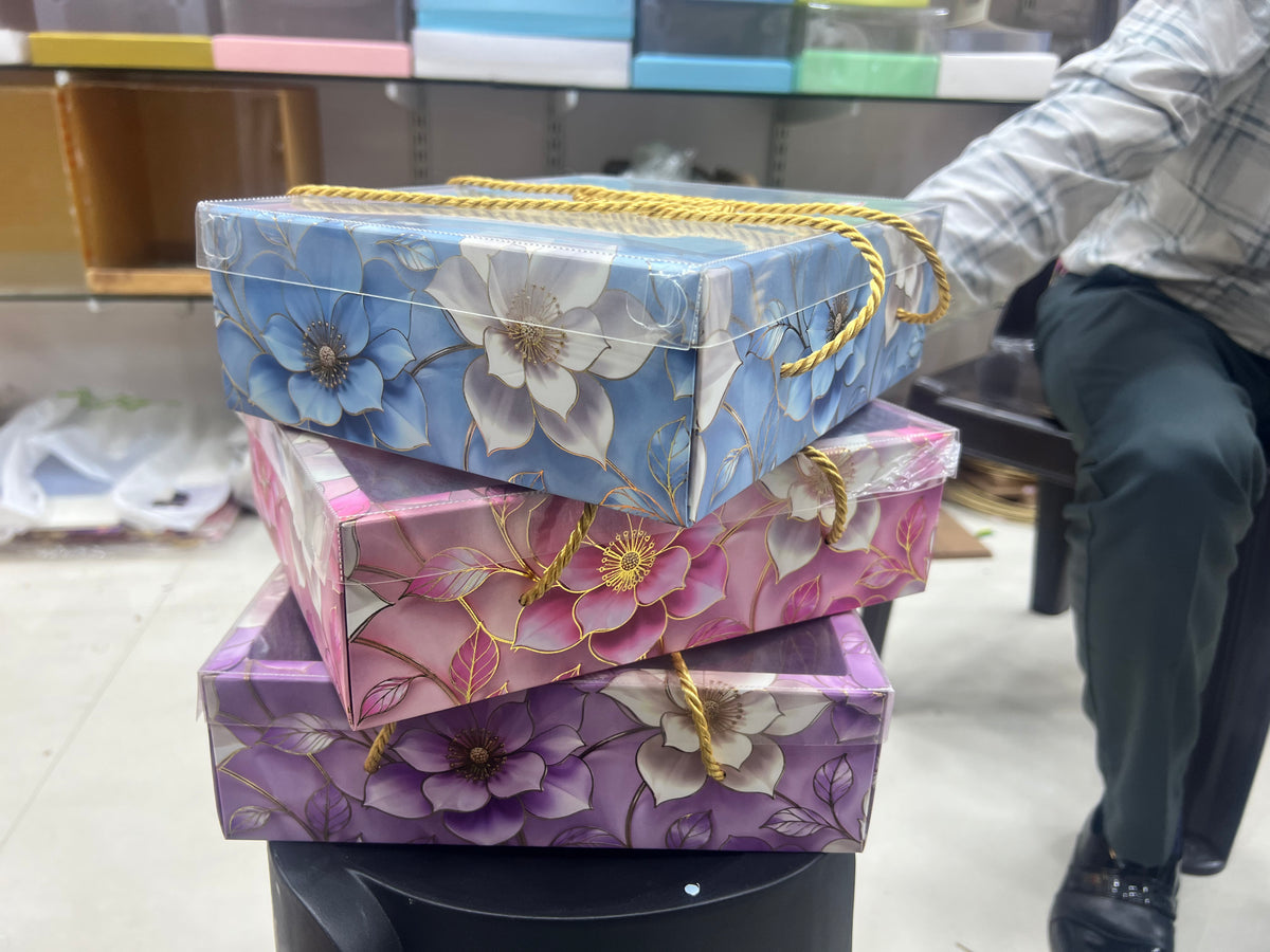 PVC Floral Print Rope Box | Hamper Box(10x8)