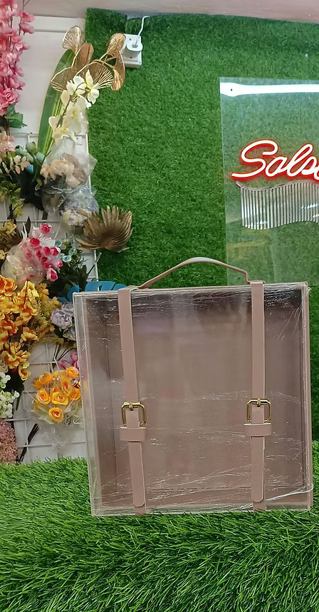 Pink Acrylic Gift Box with Handle | Hamper Box