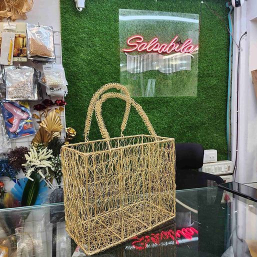 Golden Metal Mesh Basket