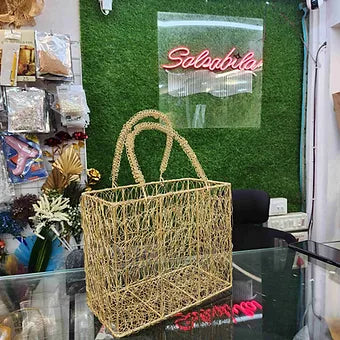 Golden Metal Mesh Basket