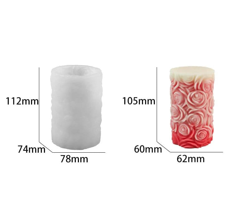 3D Rose Flower Pillar Candle Handmade Mold
