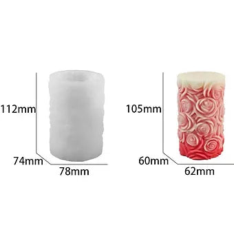 3D Rose Flower Piller Candle Handmade Mould