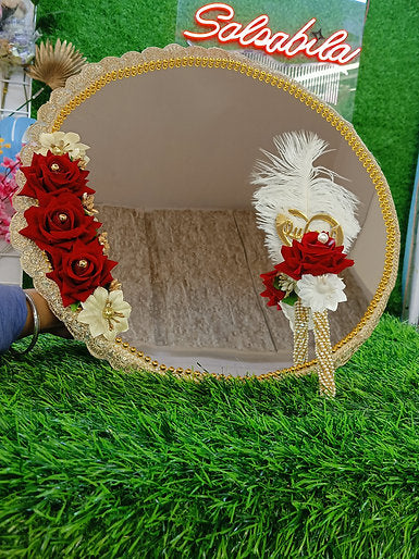 Acrylic Nikah Mirror Plate with Qubool Hai Pen | Muh Dikhai Mirror |Wedding Gift