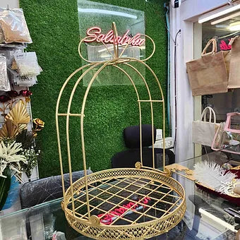 Golden metal Folding Circle flower basket