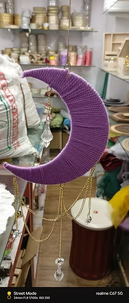 Moon Shaped Macrame Wall Decor | White Cotton Dream Catcher for Bedroom