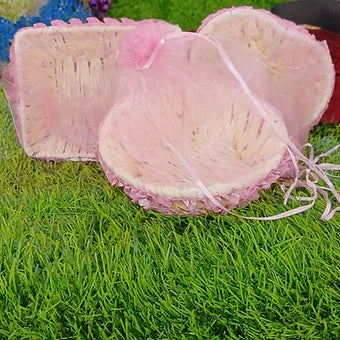 Multi purpose small pink tie up basket