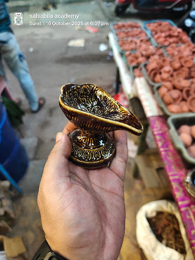 Handcrafted Ceramic Flower Diya | Oil Lamp | Simple Diya