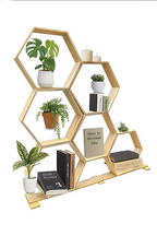 6-section honey comb hexagon wooden stand tray | Decoration Tray