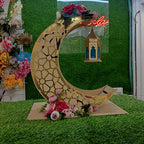 MDF Moon Decorated with Flowers | Home & Event Decor | Ramadan & Eid Diwali Decor
