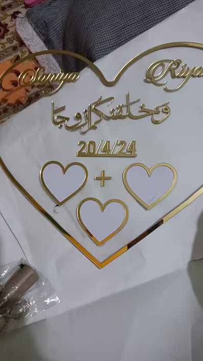 Acrylic Nikah Nama Heart Shape