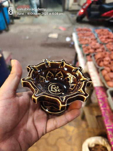 Handcrafted Ceramic Flower Diya | Oil Lamp | Simple Diya