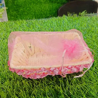 Multi purpose small pink tie up basket