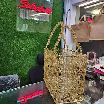 Golden Metal Mesh Basket