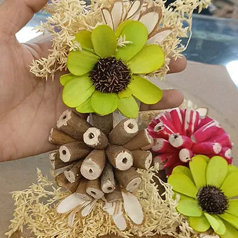 Dry Wooden Sunflower Broach