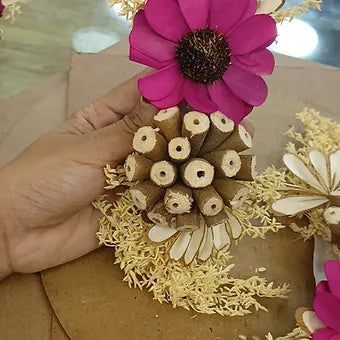 Dry Wooden Sunflower Broach