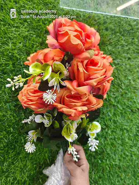 12 Head Rose Flower Bunch With Filler