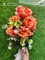 12 Head Rose Flower Bunch With Filler