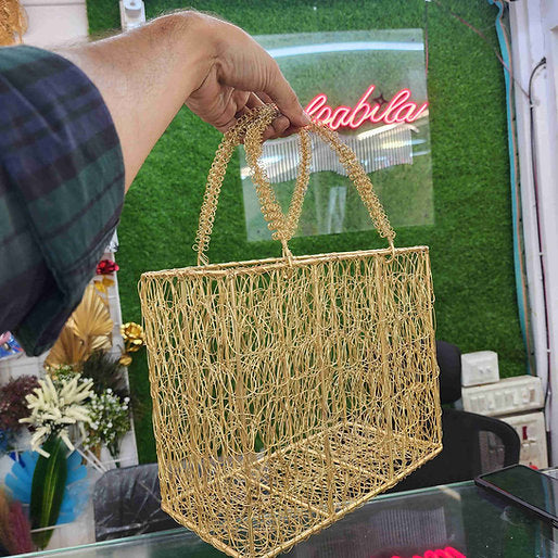 Golden Metal Mesh Basket