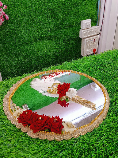 Acrylic Nikah Mirror Plate with Qubool Hai Pen | Muh Dikhai Mirror |Wedding Gift