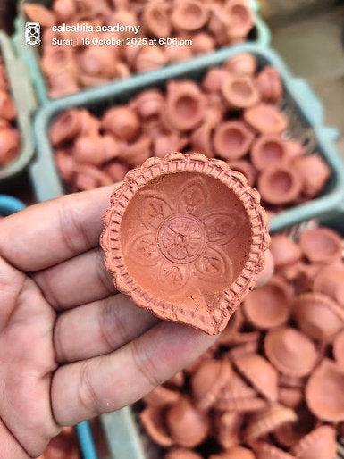 Handcrafted Ceramic Flower Diya | Oil Lamp | Simple Diya