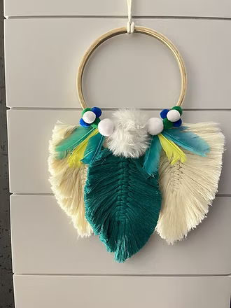 Handcrafted Leaf Wall Hanging – Boho Feather Wall Art