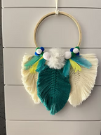 Handcrafted Leaf Wall Hanging – Boho Feather Wall Art