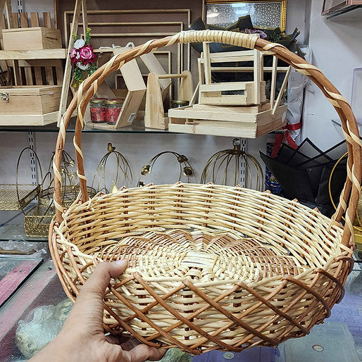 Cross Jali Cane Basket For Hamper & Home Decor