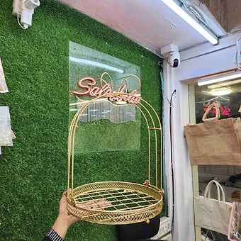 Golden metal Folding Circle flower basket