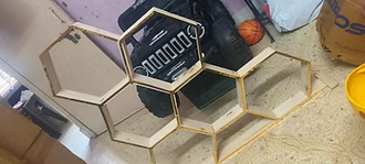 6-section honey comb hexagon wooden stand tray | Decoration Tray