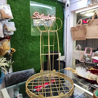 Golden metal Folding Circle flower basket