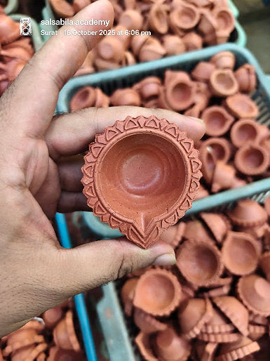 Handcrafted Ceramic Flower Diya | Oil Lamp | Simple Diya