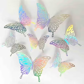 Premium Metallic 3D Paper Butterflies – Pack of 12 Pcs