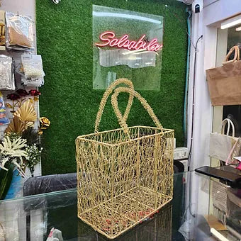 Golden Metal Mesh Basket
