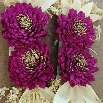 Dry wooden Marigold 2 flower Broach
