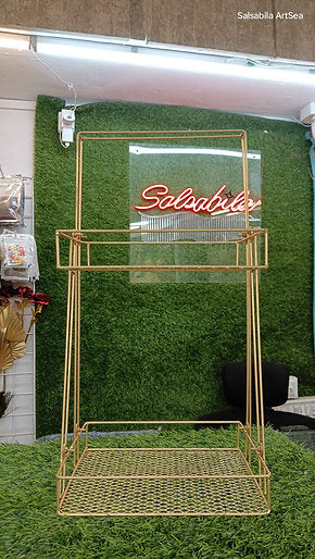 2 Tier Metal Storage Tray - Gold Coated