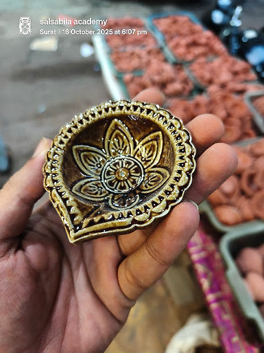 Handcrafted Ceramic Flower Diya | Oil Lamp | Simple Diya