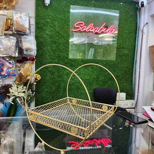Golden Decorative Metal Hamper Basket
