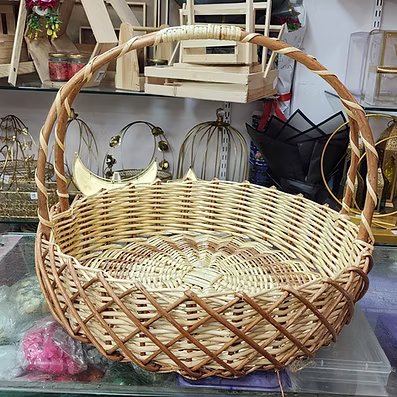 Cross Jali Cane Basket For Hamper & Home Decor