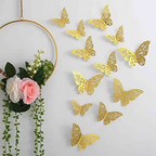 Premium Metallic 3D Paper Butterflies – Pack of 12 Pcs