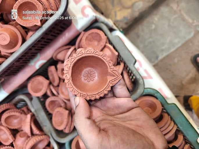Handcrafted Ceramic Flower Diya | Oil Lamp | Simple Diya
