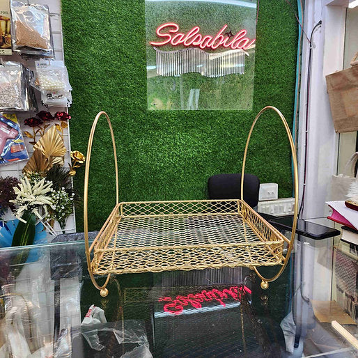 Golden Decorative Metal Hamper Basket