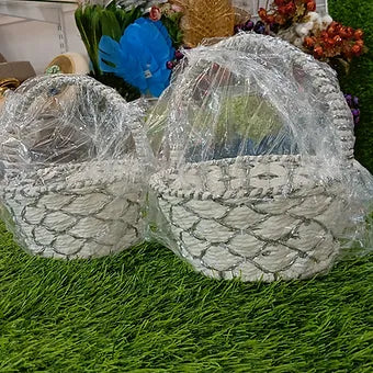 White and grey hamper basket
