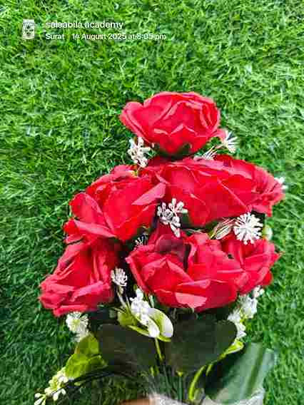 12 Head Rose Flower Bunch With Filler