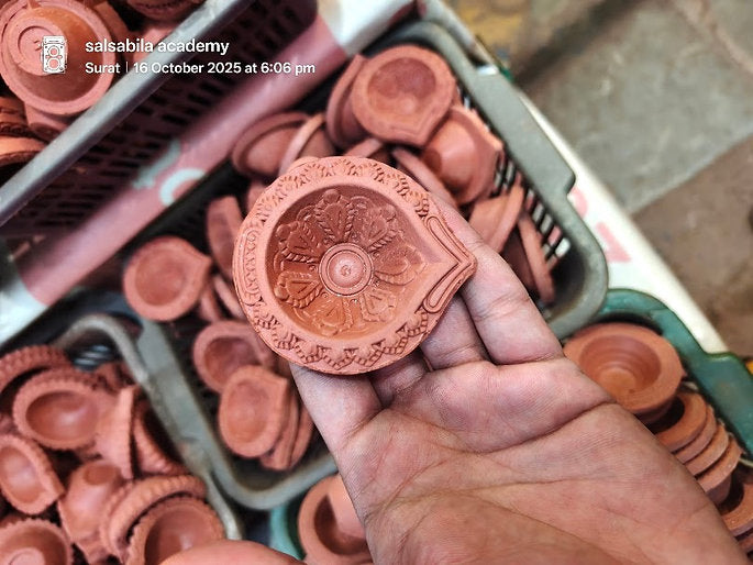 Handcrafted Ceramic Flower Diya | Oil Lamp | Simple Diya