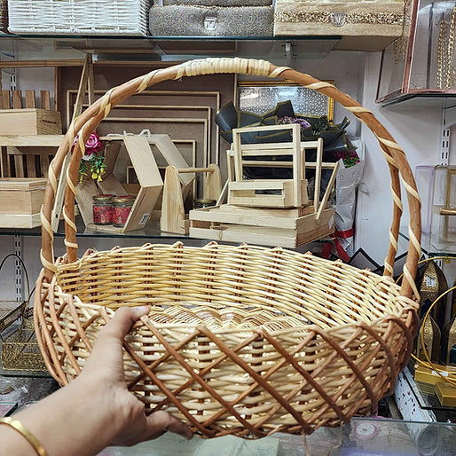 Cross Jali Cane Basket For Hamper & Home Decor