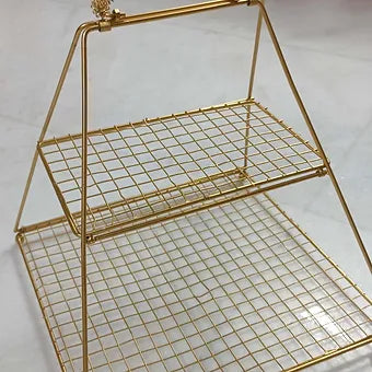 Metal tray 2 tier foldable