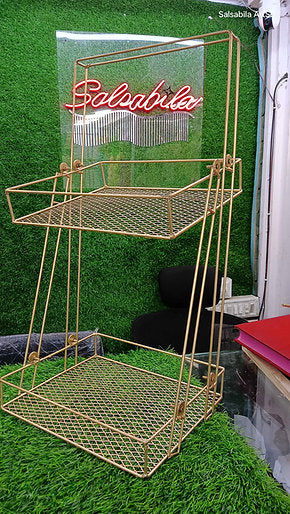 2 Tier Metal Storage Tray - Gold Coated